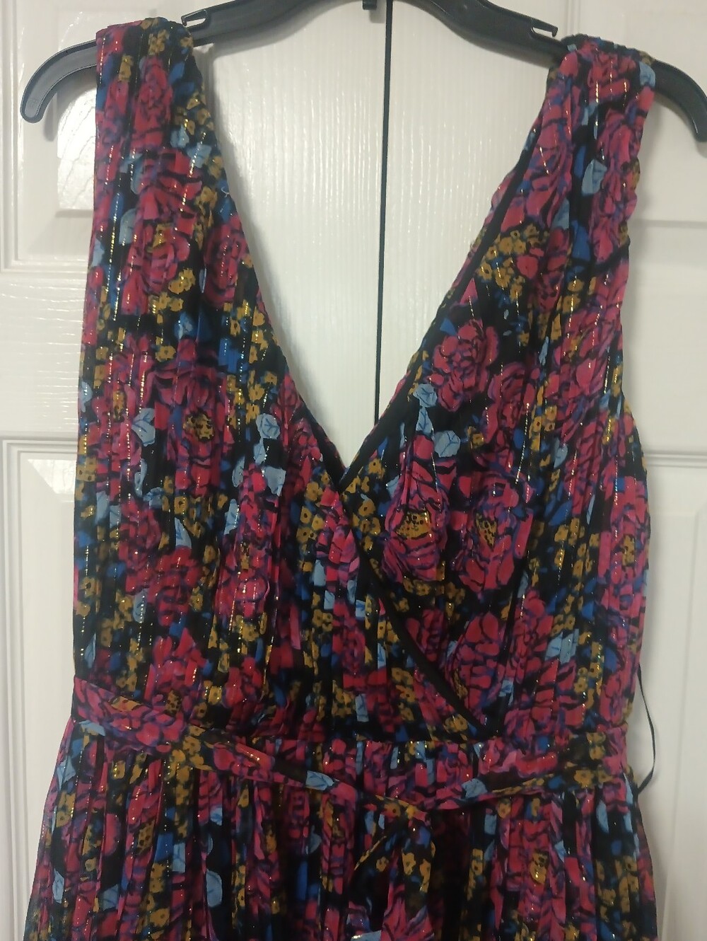ModCloth Floral Midi Dress in Black, Pink and Blue